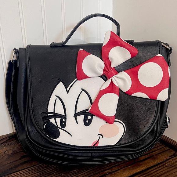 Loungefly Handbags - Disney Parks Loungefly Minnie Mouse Black and Red Polka Dot Bow Womens Bag